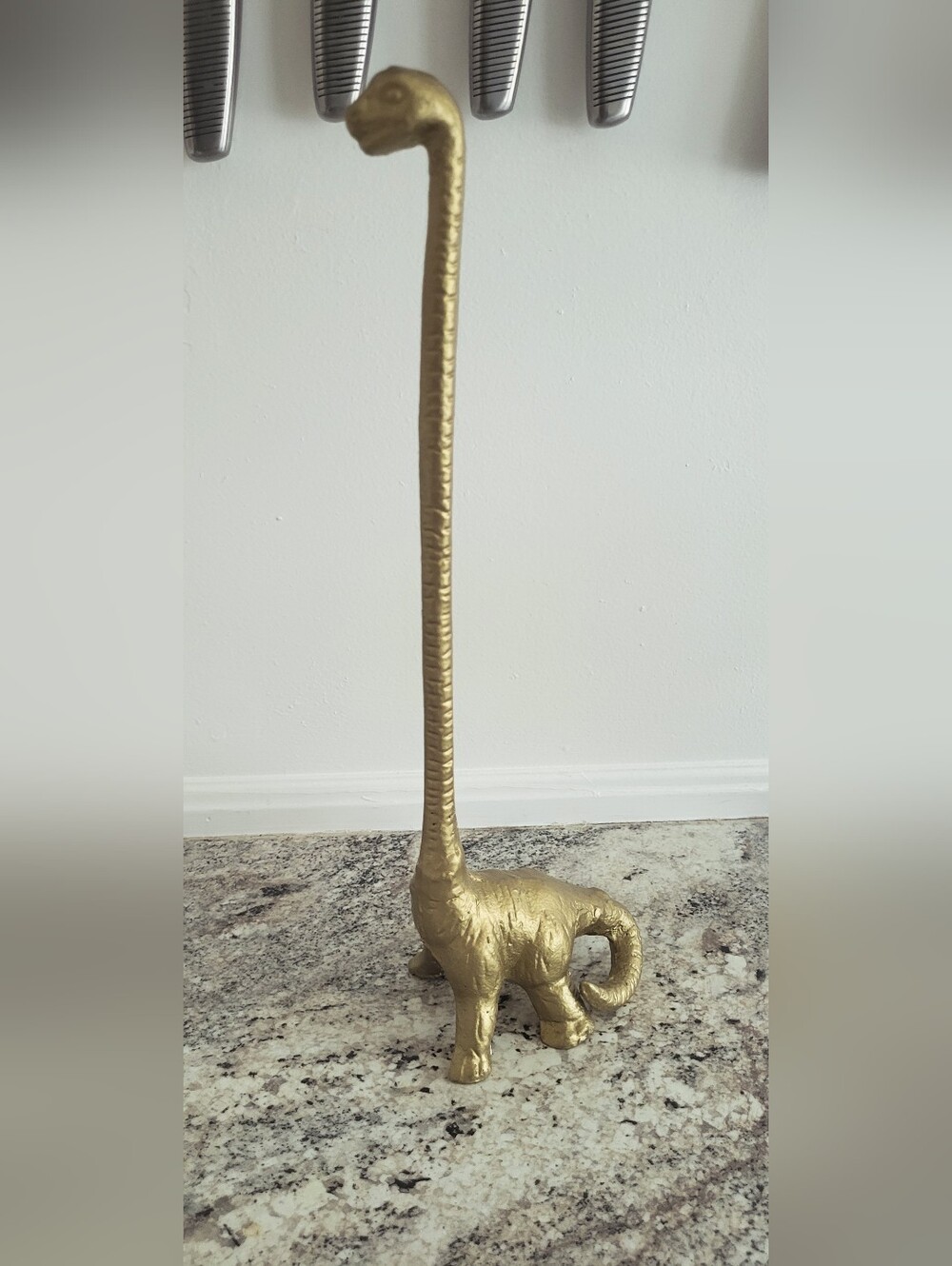 Gold Long-Neck Dinosaur Figurine - Decorative Home Accent